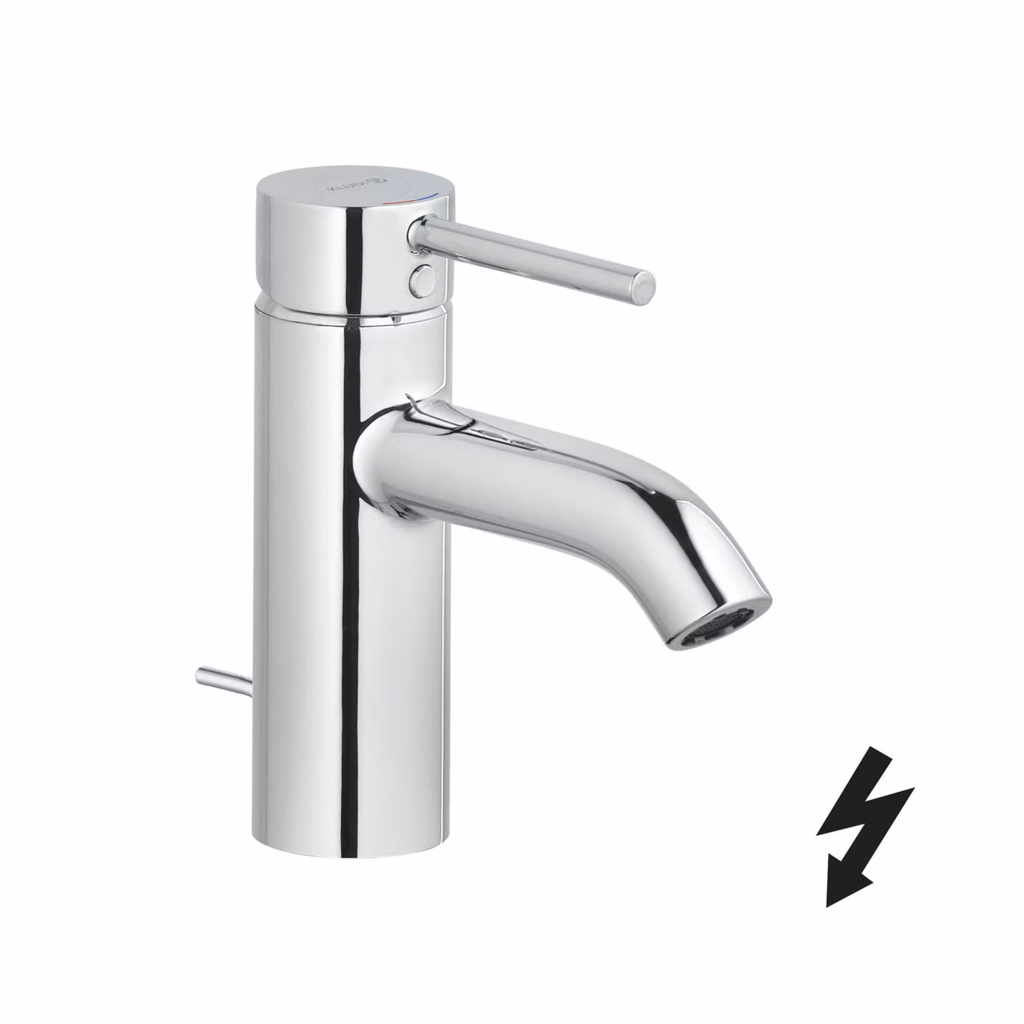 KLUDI BOZZ Mitigeur monocommandé pour lavabo, hauteur de bec 75mm, pour réservoir sans pression, chrome, 382770576, 382770576
