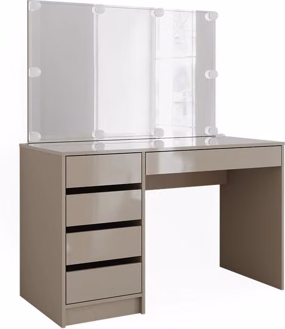 Tavolino da toilette Sherry Grigio 120 cm con specchio e catena luminosa LED Vicco