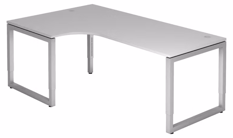 bümö Scrivania Serie-R - Struttura: argento, decorazione: grigio, dimensioni: scrivania angolare 200 x 120 cm