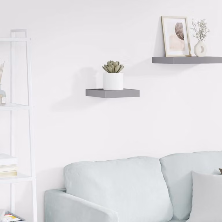 Scaffale a parete moderno vidaXL in MDF e metallo, Grigio, L: 23 cm, P: 23,5 cm, H: 3,8 cm