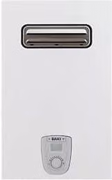 Scaldabagno a Gas Baxi Acquaprojet Blue Air 17 Fi con Display Elettronico, Metano, Camera Stagna Da Esterno, Colore Blu e Bianco