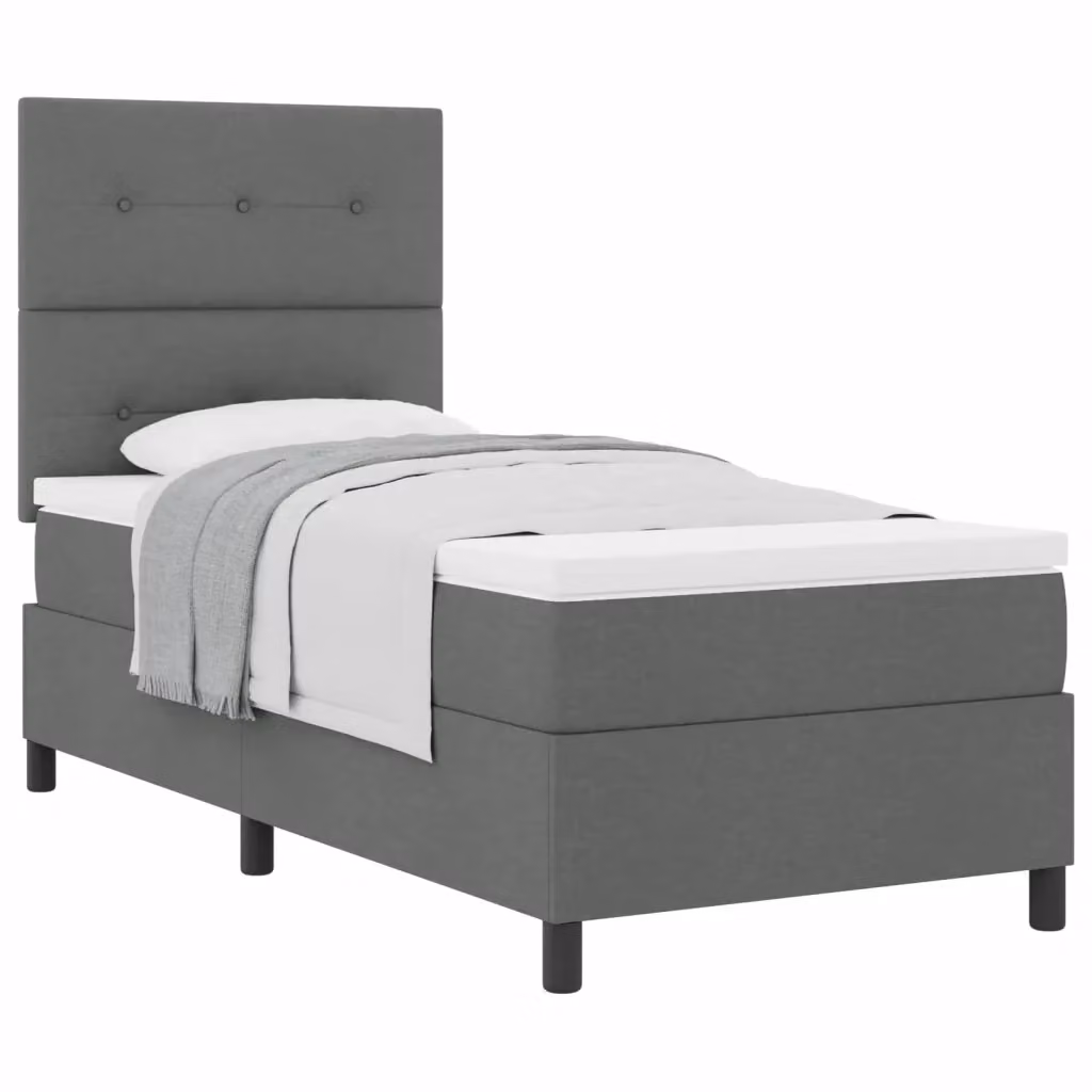 Letto a molle con testiera vidaXL in tessuto grigio L: 80 cm, P: 200 cm – 2