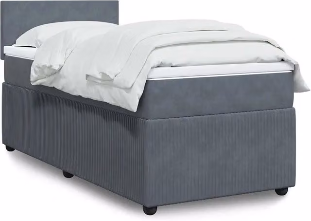 Letto Ibrido vidaXL con Materasso a Molle e Rivestimento in Velluto Grigio e Bianco, L 80 cm x P 200 cm