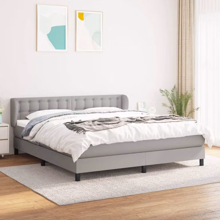 Maison Exclusive - Giroletto a Molle con Materasso Grigio Chiaro160x200 cm Tessuto