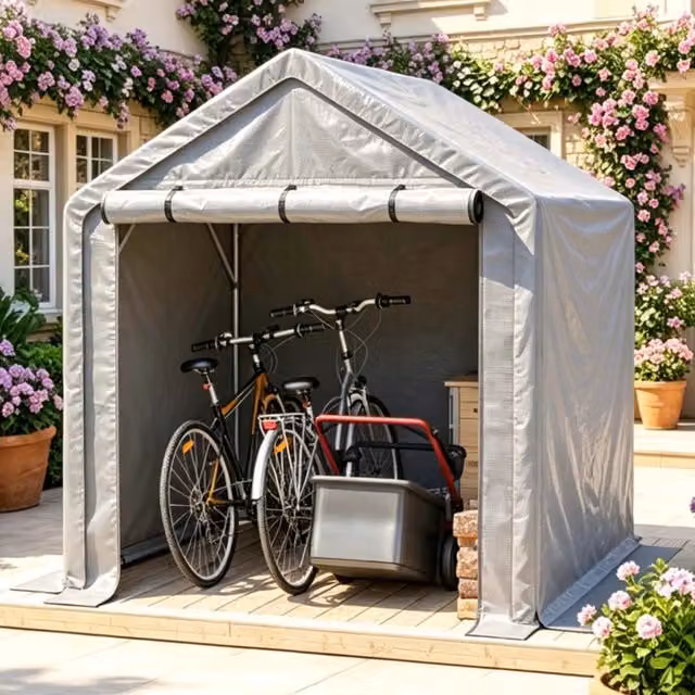 Tenda Garage per Biciclette e Attrezzi 190x170x200 cm, Rimessa Giardino Deposito, Grigio Scuro