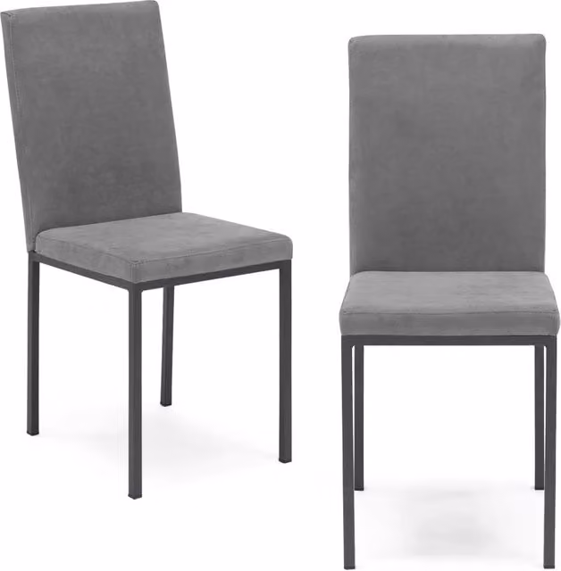 Set di 2 sedie imbottite Licya Plus Redokasa in tessuto scamosciato grigio con struttura in metallo, design moderno per sala da pranzo, soggiorno o ufficio – 1