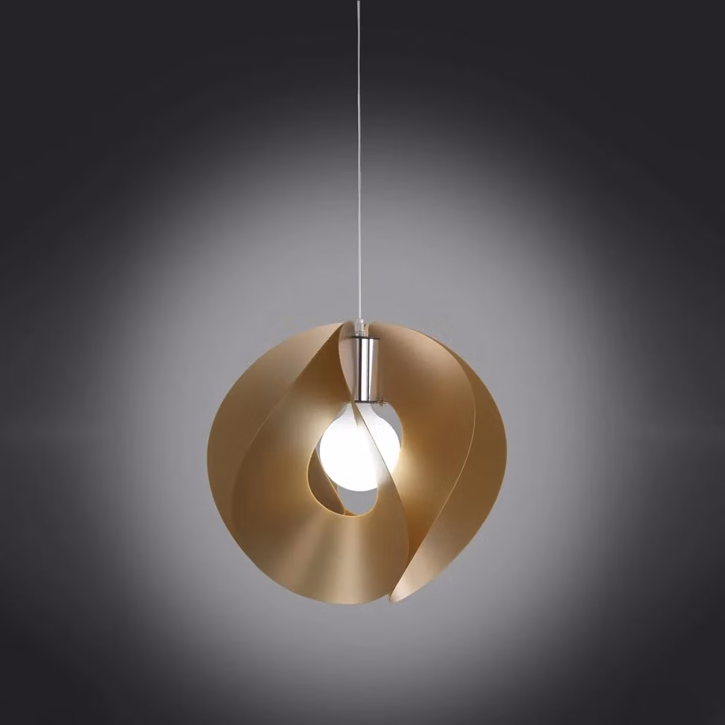 Lampada a sospensione moderna Atom Polilux Linea Zero in metallo e plastica, colore oro e cromo, 1 luce E27 – 2