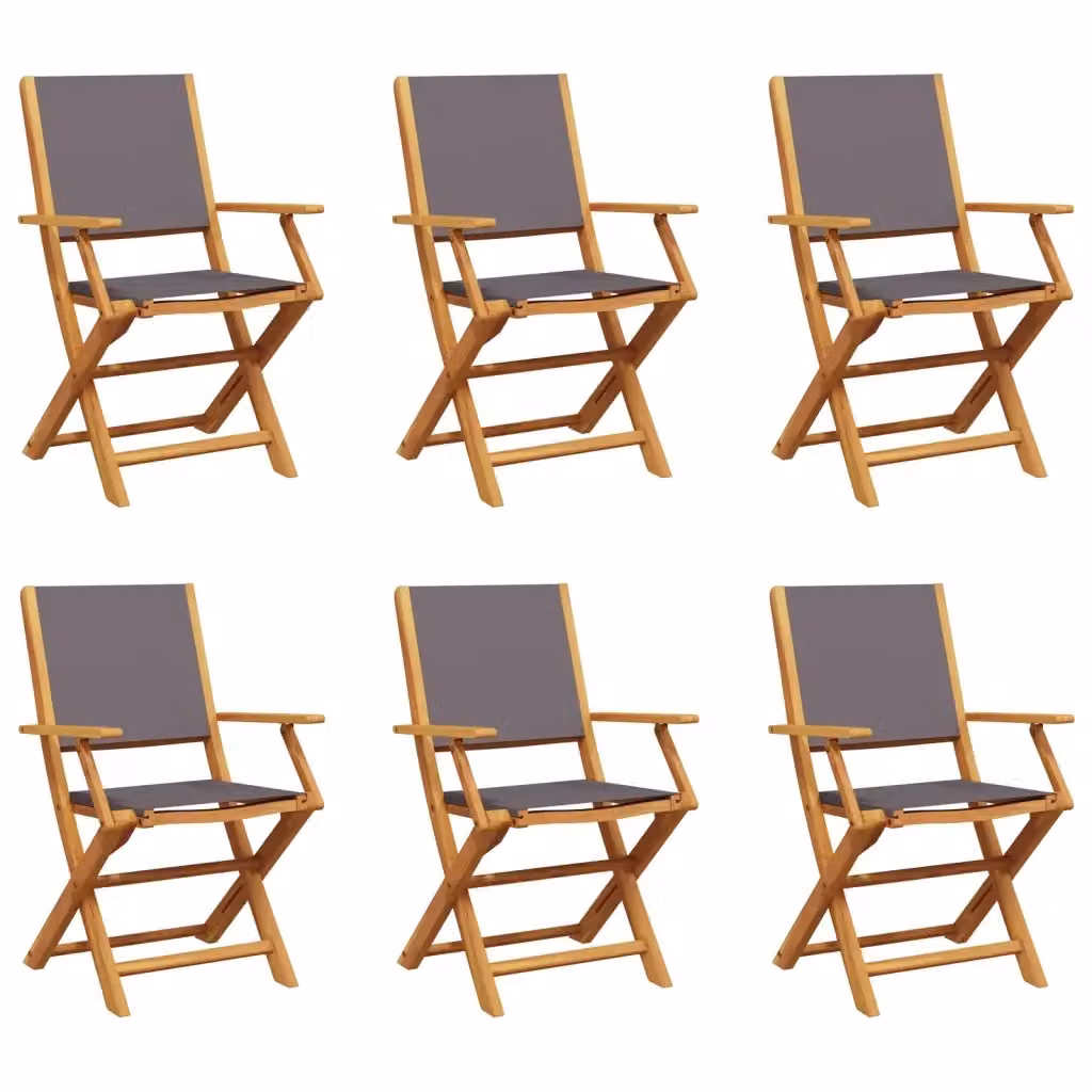 Set di 6 sedie pieghevoli da giardino vidaXL in legno di acacia oliato e tessuto antracite resistente ai raggi UV – 2