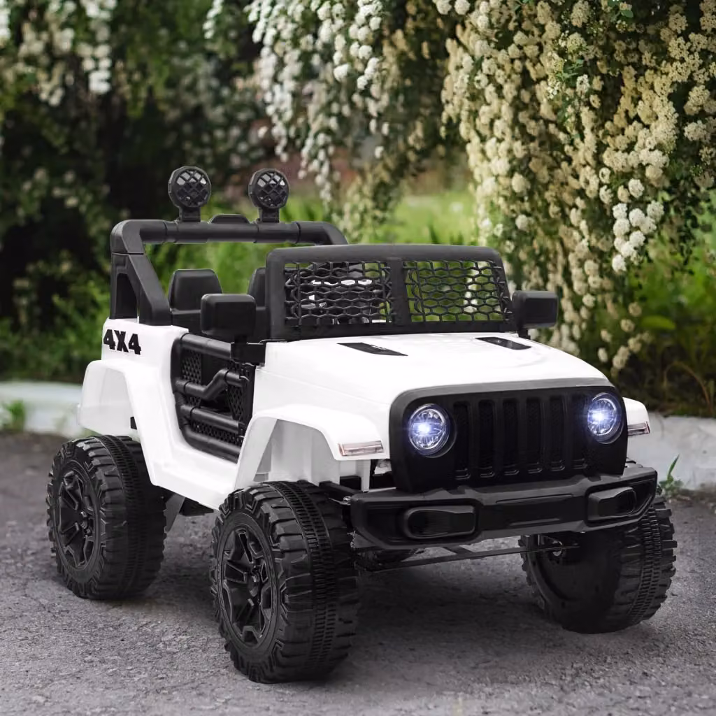 EasyComfort Macchina Elettrica per Bambini Jeep Fuoristrada con Telecomando, 2 Velocità e Luci e Suoni, Bianco, L: 100 cm, P: 65 cm, H: 72 cm – 2