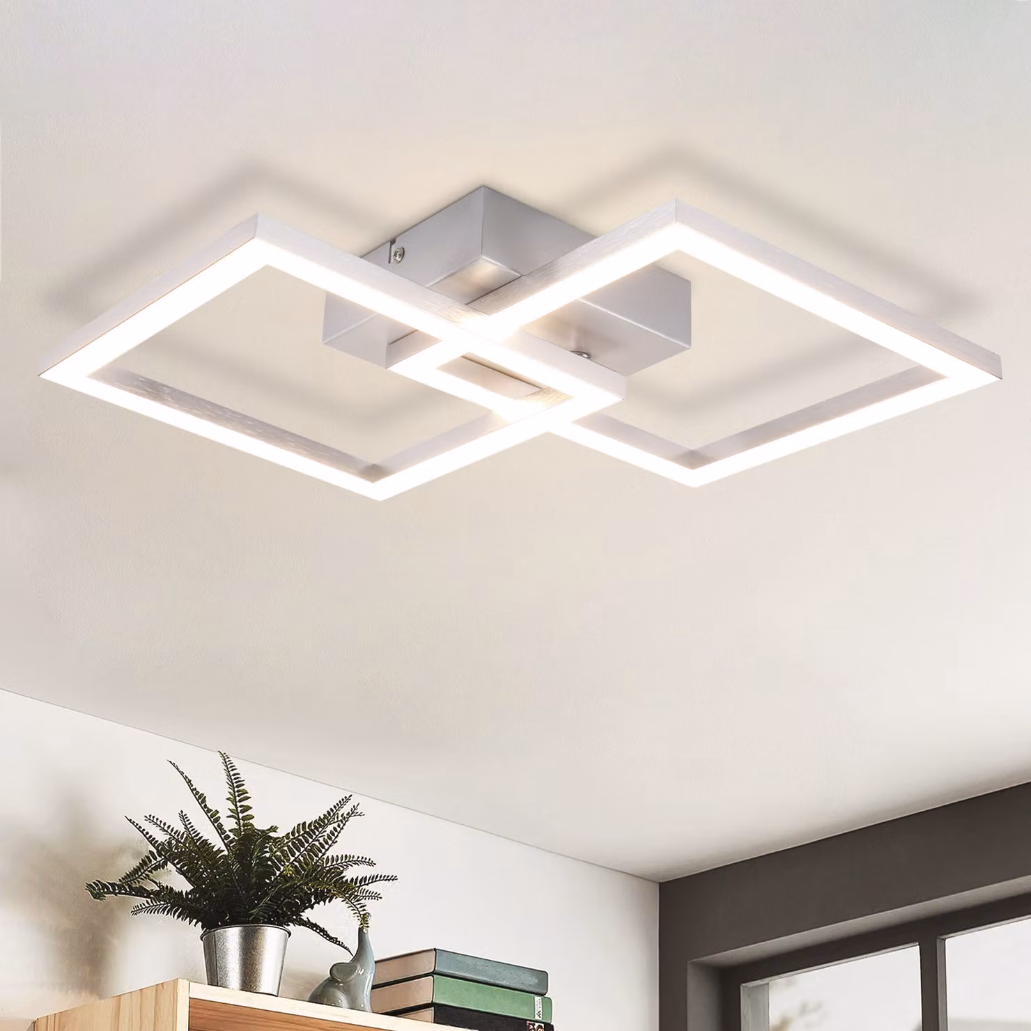 ZMH lampada da soffitto LED plafoniera soggiorno design moderno lampada cucina 24W 4000K lampada soggiorno lampada corridoio bianco neutro lampada camera da letto corridoio soffitto illuminazione angolare argento per sala da pranzo ufficio