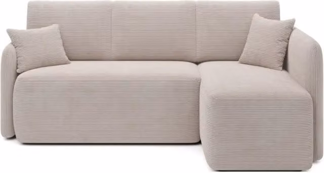 Divano angolare moderno Meublorama collezione Hedson in tessuto beige con funzione letto e poggiatesta regolabile L/P/H: 206 x 150 x 89 cm
