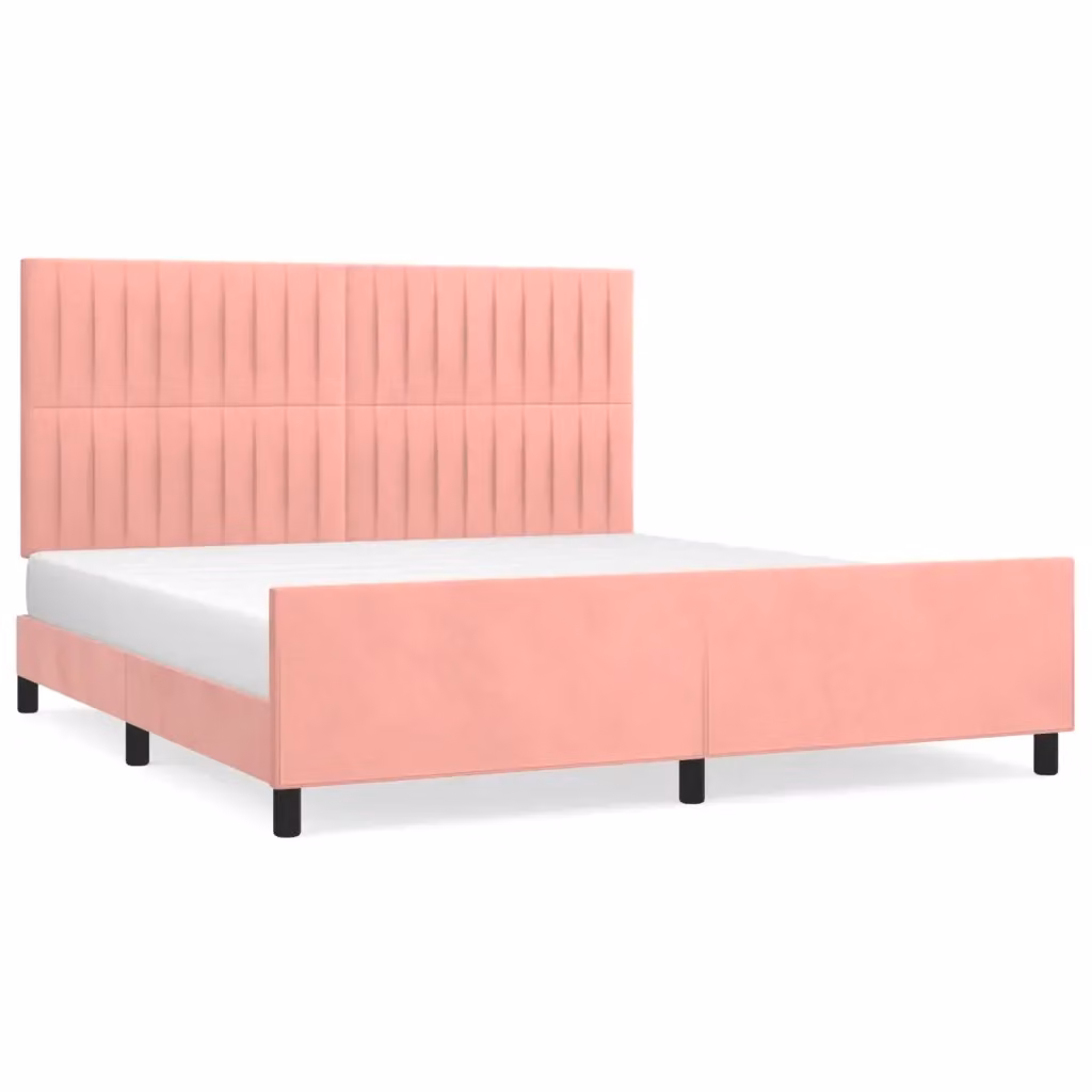 Letto con Testiera in Velluto Rosa vidaXL L/P: 180 x 200 cm – 2