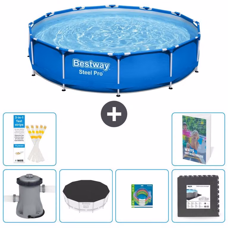 Bestway Steel Pro, piscina in acciaio, rotonda - 366x76 cm - composta da 5 parti, modello S317