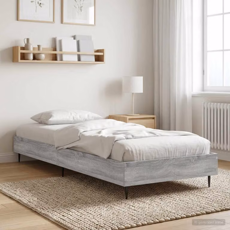Struttura del letto moderna vidaXL Sonoma in legno grigio L 80 x P 200 cm