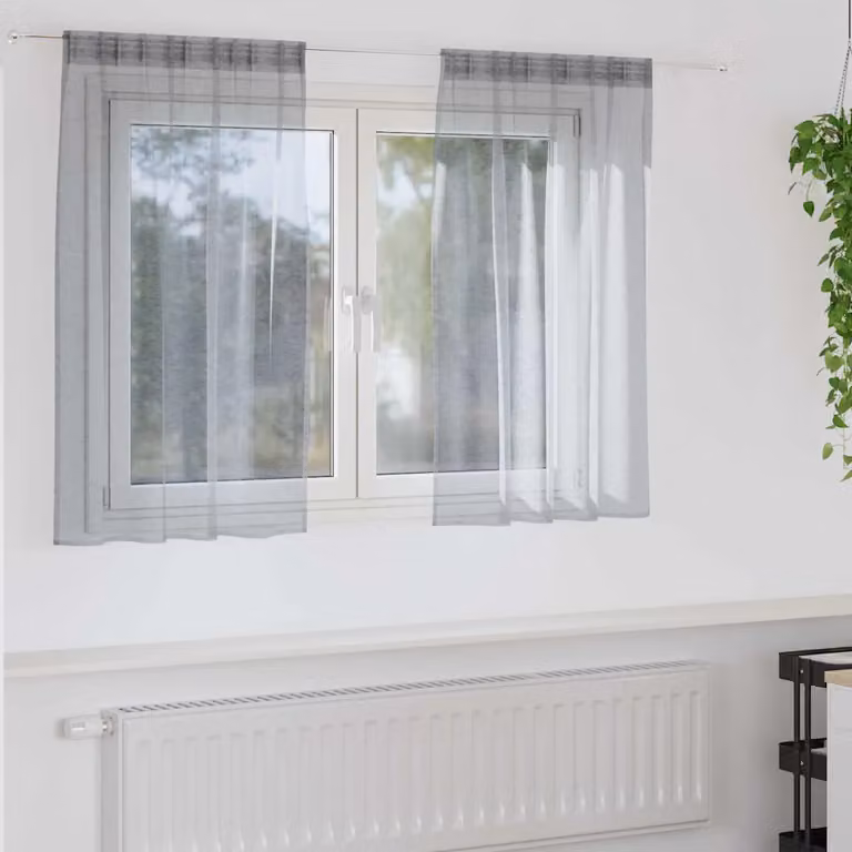 Set di 2 tende velate vidaXL in poliestere grigio, L 140 cm x H 140 cm
