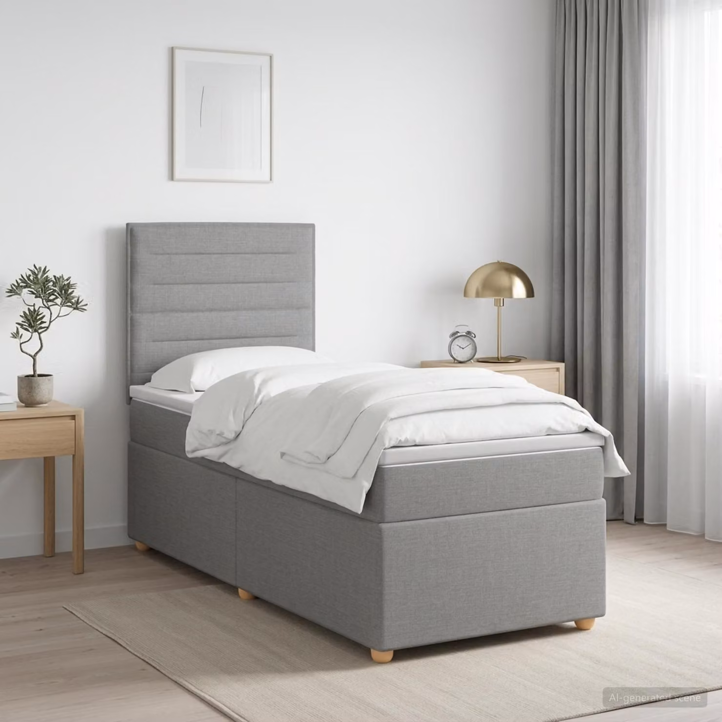 Letto box spring vidaXL con materasso a molle insacchettate, base contenitore con sistema lift-up, illuminazione sottostante e porta USB, Grigio Chiaro, L/P: 90 x 200 cm