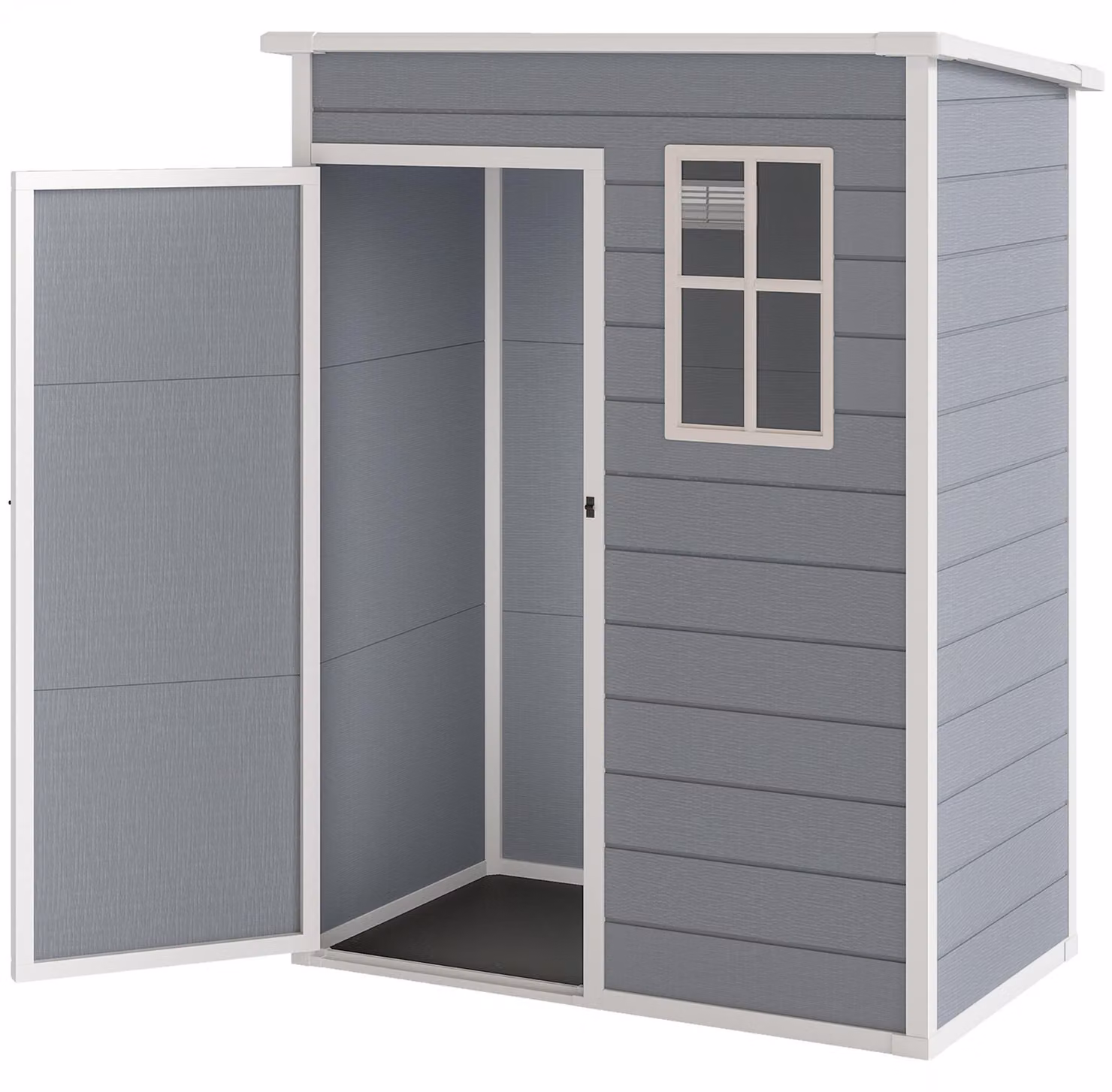 Outsunny capannone in plastica 1,14m² 151 x 92 x 193cm capanno per attrezzi grigio