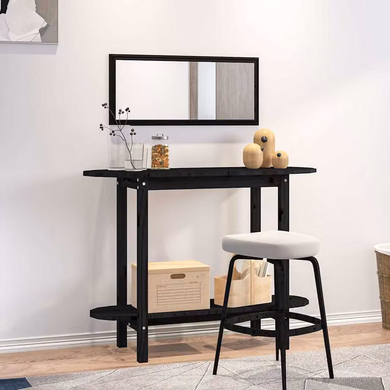 vidaXL Tavolo Consolle Nero in Legno di Pino Rustico L: 110 cm, P: 40 cm, H: 80 cm