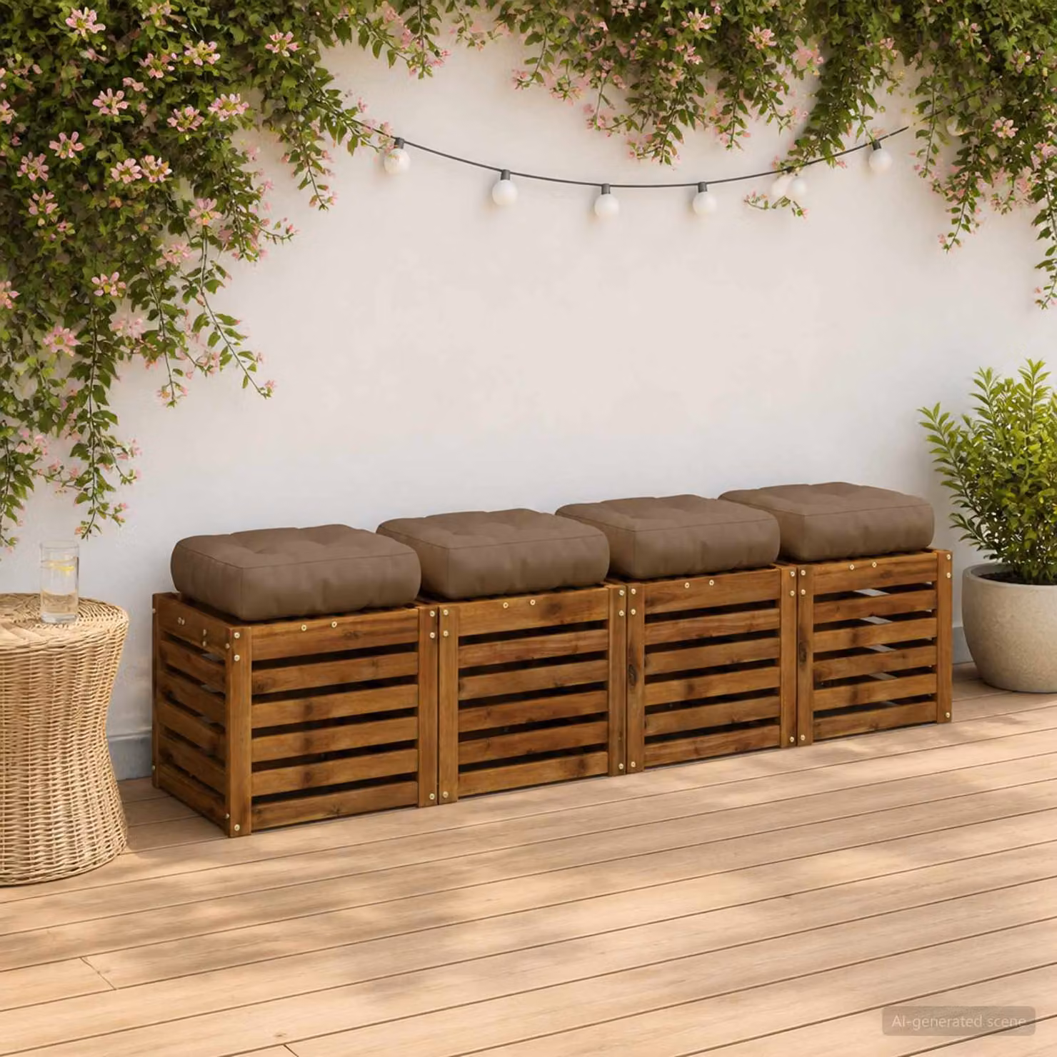 Set di 4 cuscini per sedia vidaXL VIANEN in poliestere con imbottitura in schiuma, disponibili in beige, grigio o marrone
