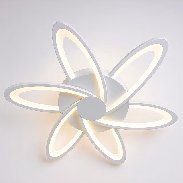 Plafoniera LED da Soffitto Moderna con Design Artistico, 59W, 4720 Lumen, Luce Regolabile CCT, Colore Bianco, in Alluminio e ABS per Salotto, Camera e Ufficio