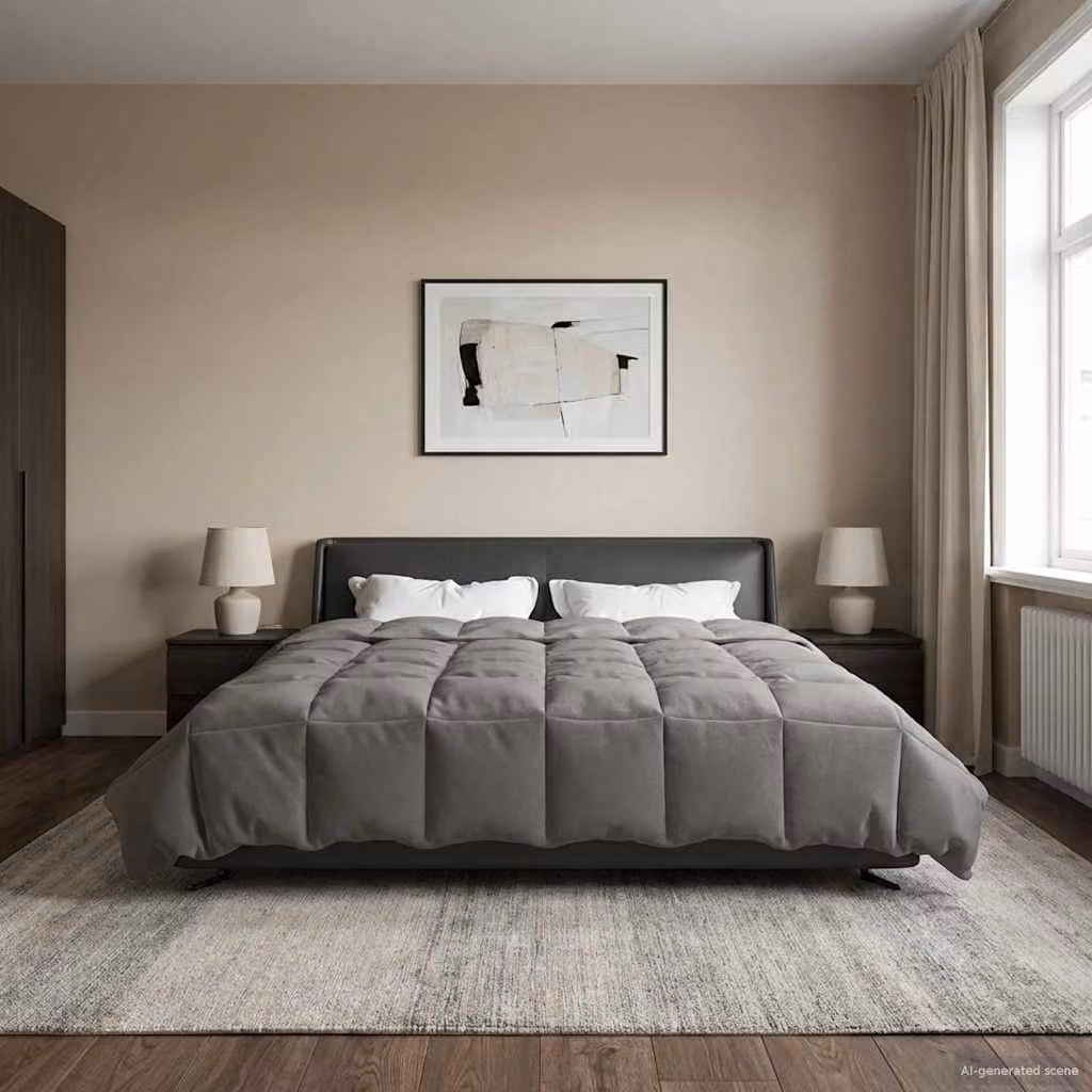 Piumino estivo reversibile vidaXL in microfibra traspirante, Grigio, L 220 cm x P 260 cm