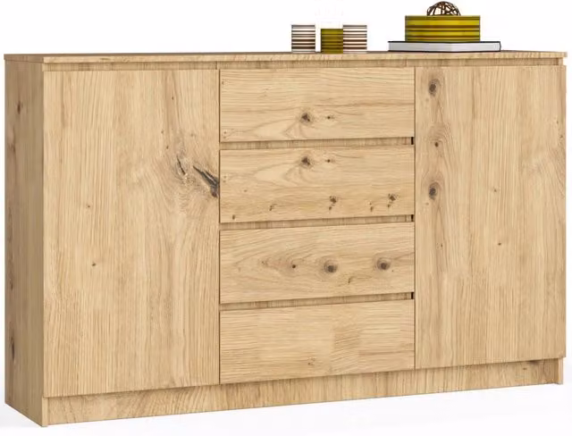 Cassettiera AKORD K160 Quercia Artisan 160 cm 2 ante 4 cassetti 160x40x99 cm