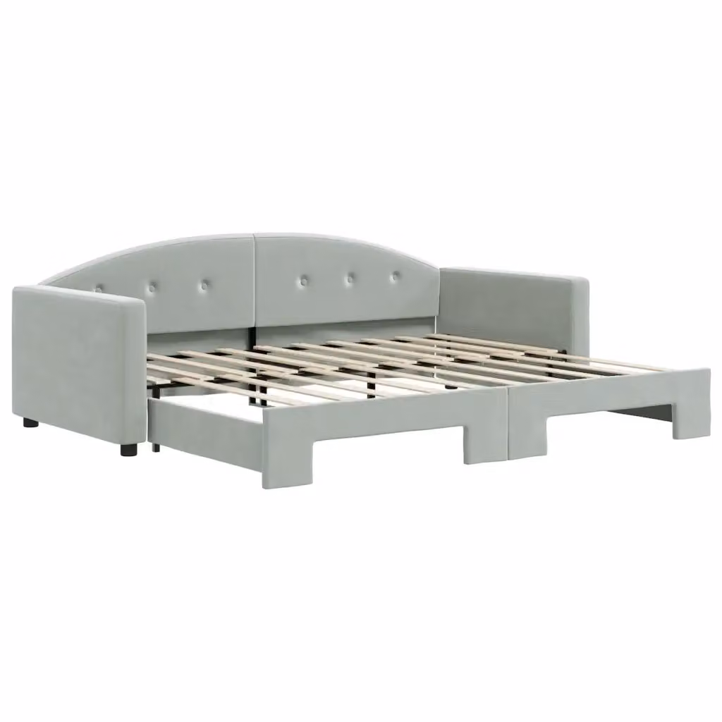 Divano Letto con Letto Estraibile vidaXL in Velluto Grigio per Soggiorno e Camera da Letto L/P/H: 90 x 190 cm – 2