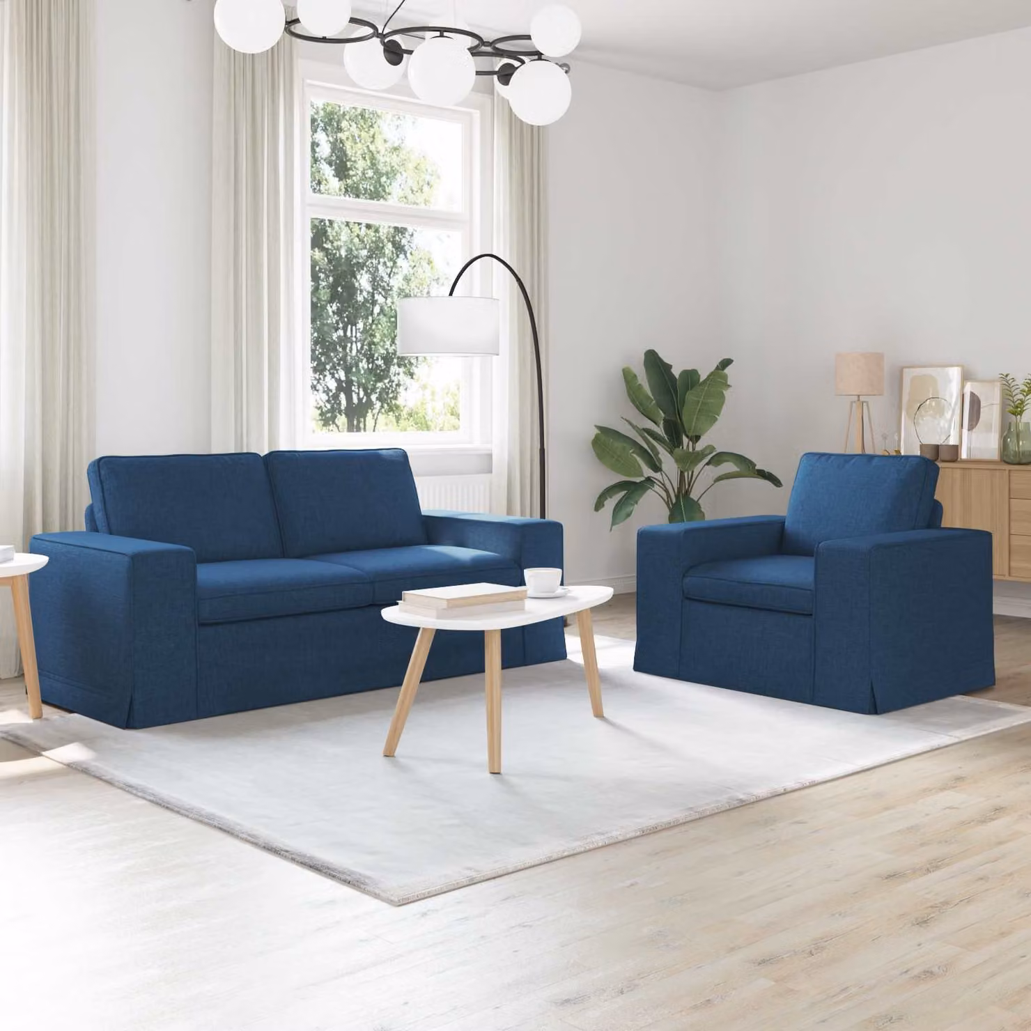 Set di 2 divani vidaXL in tessuto blu per soggiorno e camera da letto L: 182 cm, P: 80 cm, H: 82 cm – 1