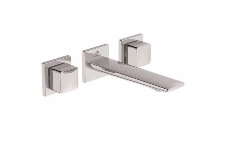 miscelatore 3 fori per lavabo a parete CONCA senza scarico cromo cromo