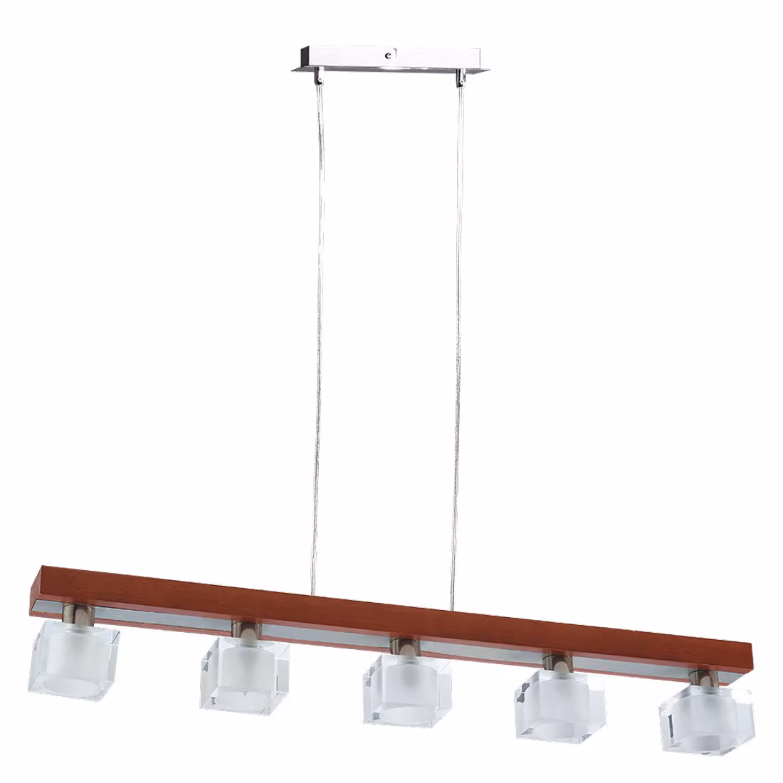 Lampada a sospensione OMEGA 5xG9/40W, rosso ciliegia/cromo/cristallo L: 720, H: 1000, dimmerabile