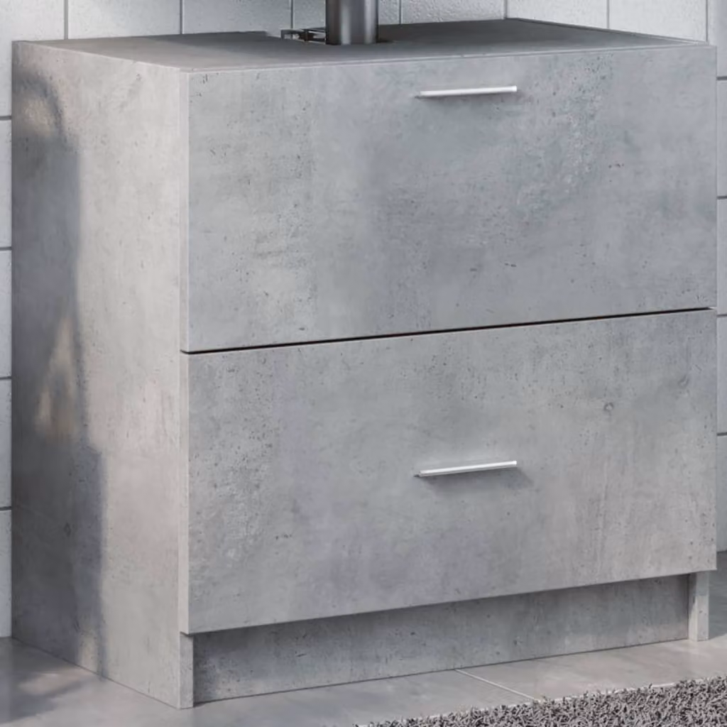Mobile Lavabo Moderno vidaXL Grigio Cemento L: 59 cm, P: 37 cm, H: 59 cm