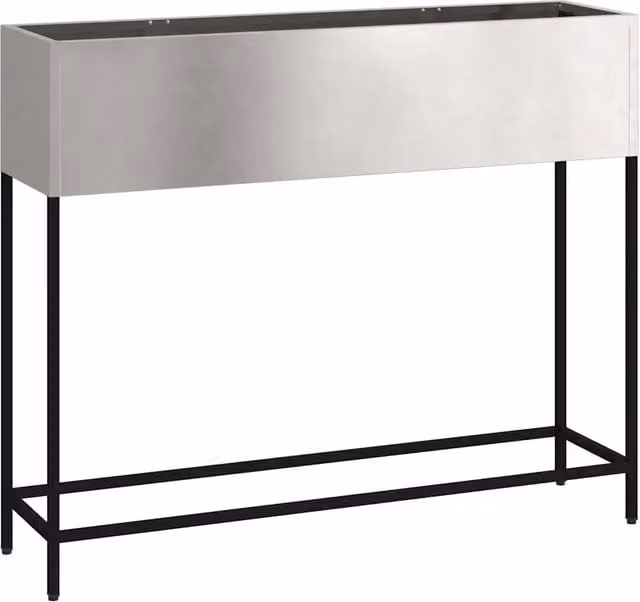 Fioriera rialzata rettangolare moderna da esterno 100 x 26 x 82 cm in acciaio inossidabile argento 02_0052092