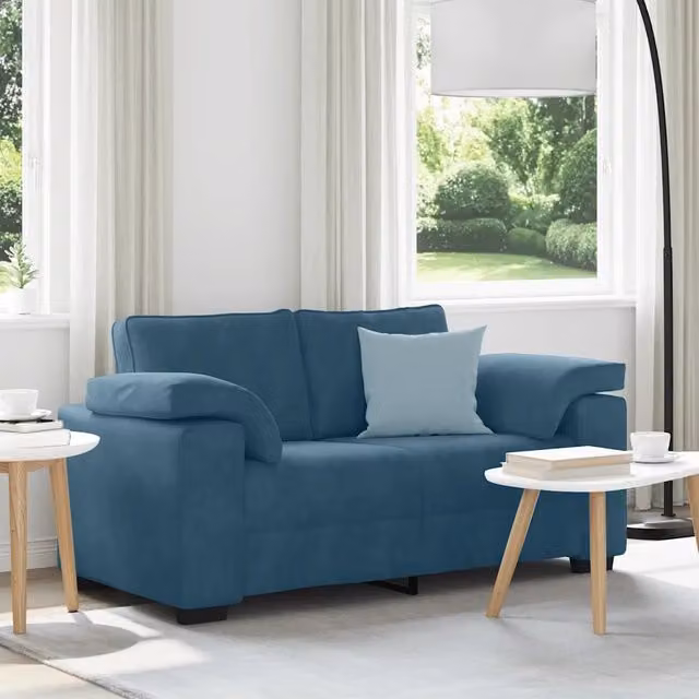 Divano Divanetto-Sofa Blu 120 cm in Velluto