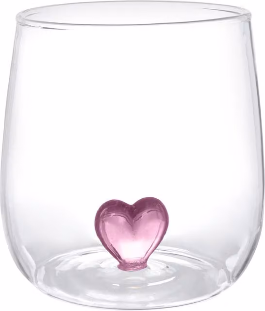 Bicchiere a forma di cuore viola Kasanova in vetro borosilicato da 380 ml