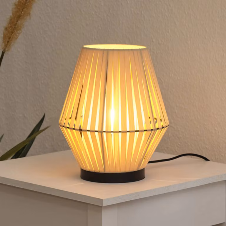 OSRAM Lampada da tavolo Decor Stripes, Crema / Ambra, Soggiorno / Sala da pranzo, Tessuto / Stoffa / Seta, Lampada da tavolo