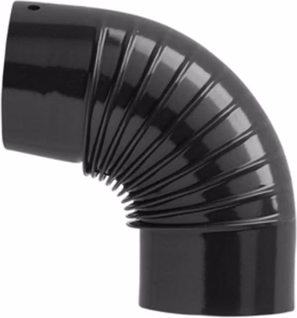 Set di 12 gomiti per stufa in acciaio inossidabile nero opaco, diametro 90 mm, larghezza 13 cm