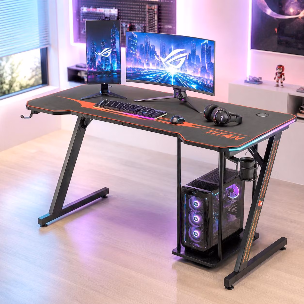 MY SIT Tavolo da gioco 140 cm TITAN con illuminazione a LED e mouse pad