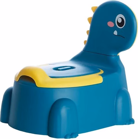 Bagnetto per bambini Dinosaurus blu con schienale, base antiscivolo e vasca staccabile per scarico facile