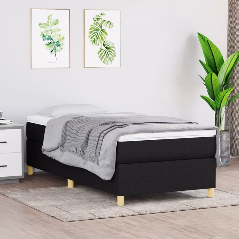 The Living Store Struttura letto nera 80x200 cm in tessuto