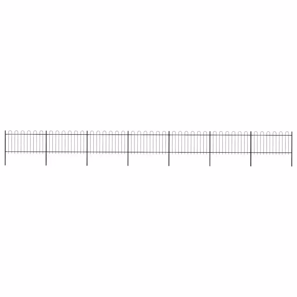 Recinzione da giardino vidaXL in acciaio nero con parte superiore ad anello L: 1172 cm, H: 100 cm