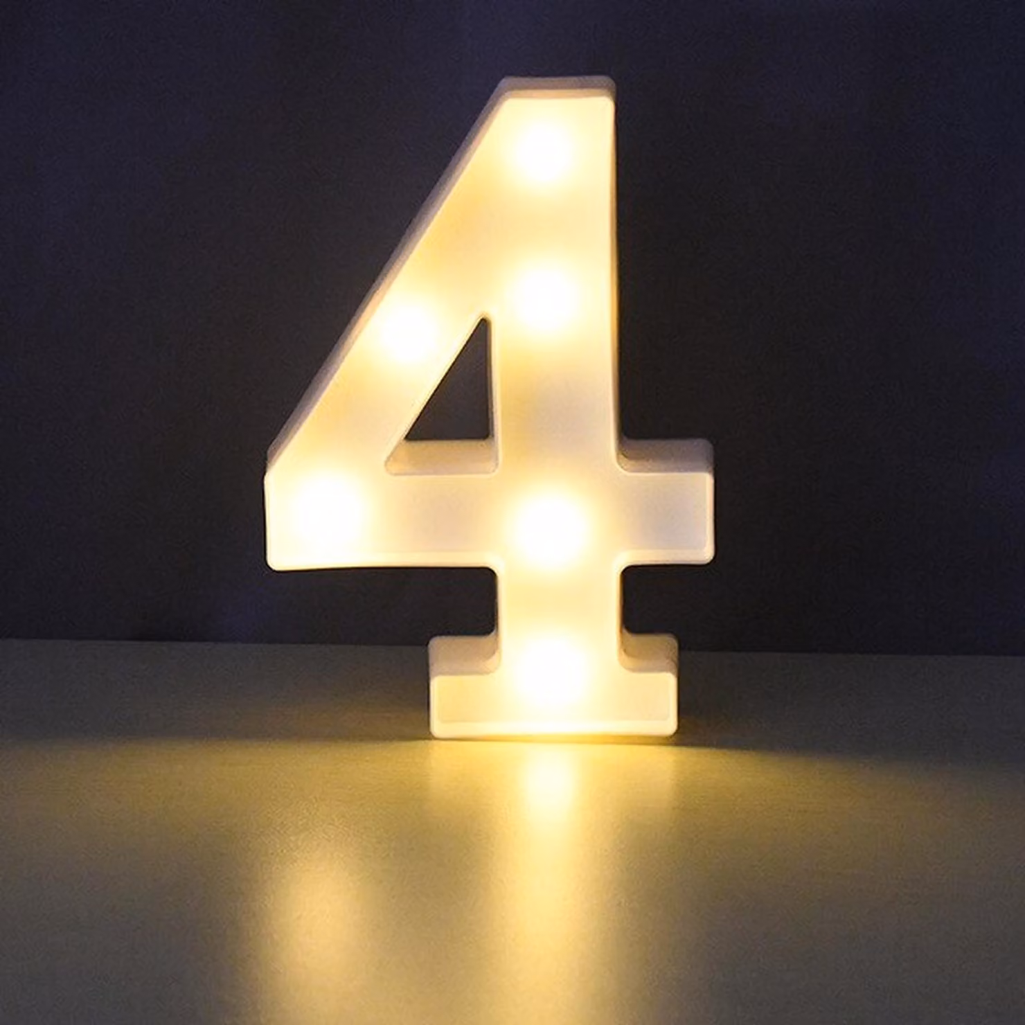Numero 3D illuminato a LED, numero 4 da 22 cm