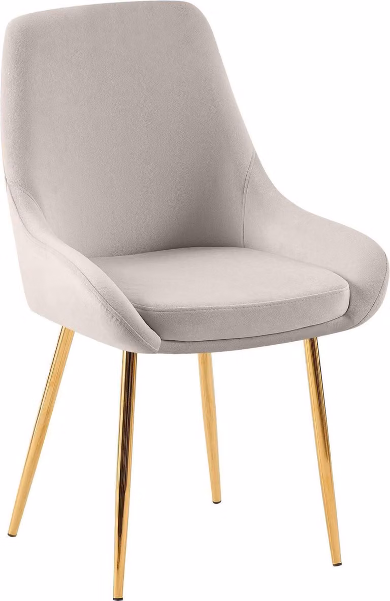 Sedia da pranzo, sedia da sala da pranzo, ampio comfort, struttura in metallo - rivestimento in velluto | Colore: Grigio | Materiale della struttura: Oro metallizzato