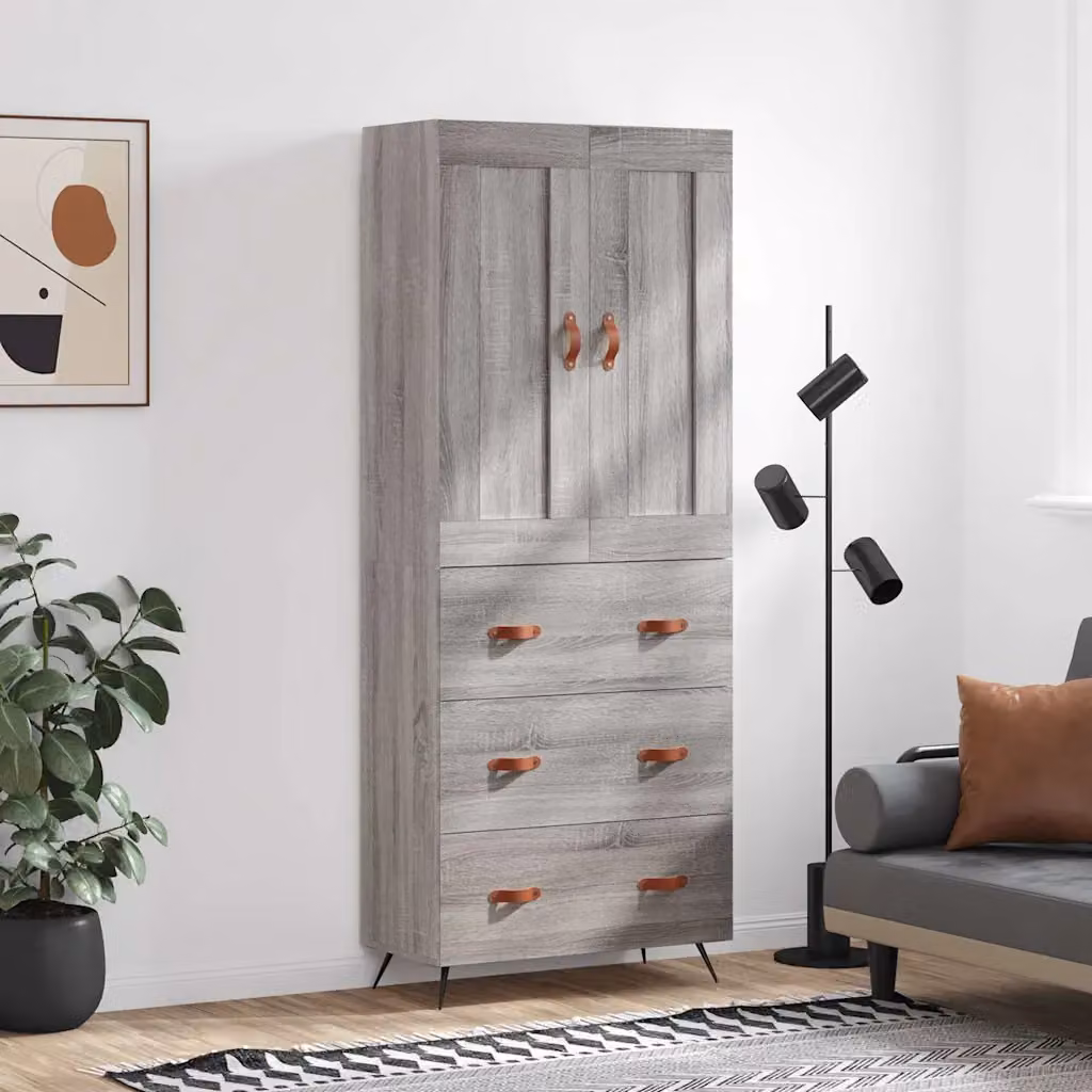 Credenza moderna vidaXL in legno e metallo grigia per cucina e sala da pranzo L/P/H: 69,5 x 34 x 180 cm