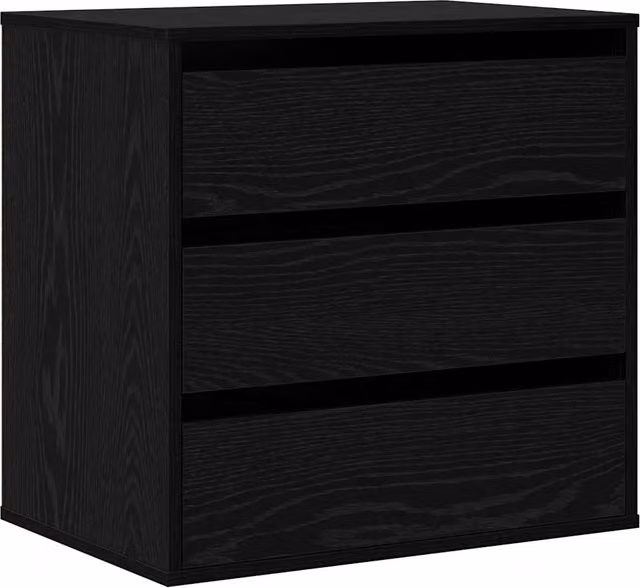 Mobile contenitore moderno con cassetti in legno composito nero L/P/H: 60 x 41 x 58 cm