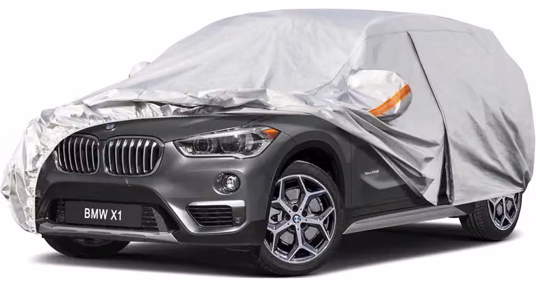 Copertura per auto Autoplane, impermeabile e traspirante, per BMW X1 (2009-2025), colore argento, con 6 strati e copertura completa per l'auto parcheggiata