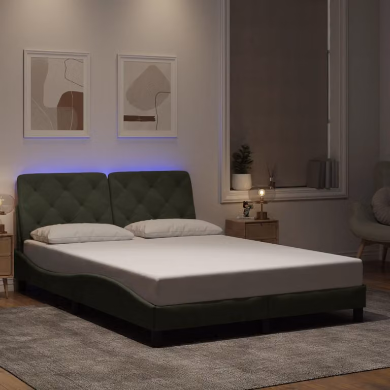 Giroletto vidaXL in velluto grigio chiaro con illuminazione LED e porta di ricarica USB, L 120 x P 200 cm