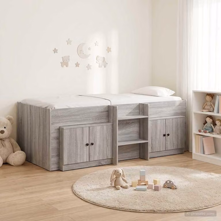 Maison Exclusive - Struttura letto a soppalco con armadio, realizzata in legno laminato color Sonoma grigio, confezione da 3 pezzi