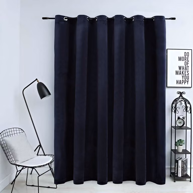 Tenda Oscurante vidaXL in Velluto Nero con Anelli in Metallo L: 290 cm, H: 245 cm