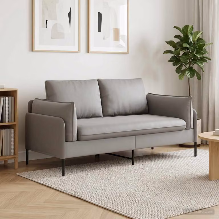 Divano a 2 posti vidaXL in velluto grigio chiaro con seduta in schiuma e coperture rimovibili L: 188 cm, P: 81 cm, H: 89 cm