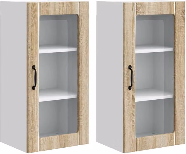 Set di 2 pensili da cucina moderni pratico stoccaggio 40 x 31 x 80 cm in legno ingegnerizzato rovere sonoma 02_0054334